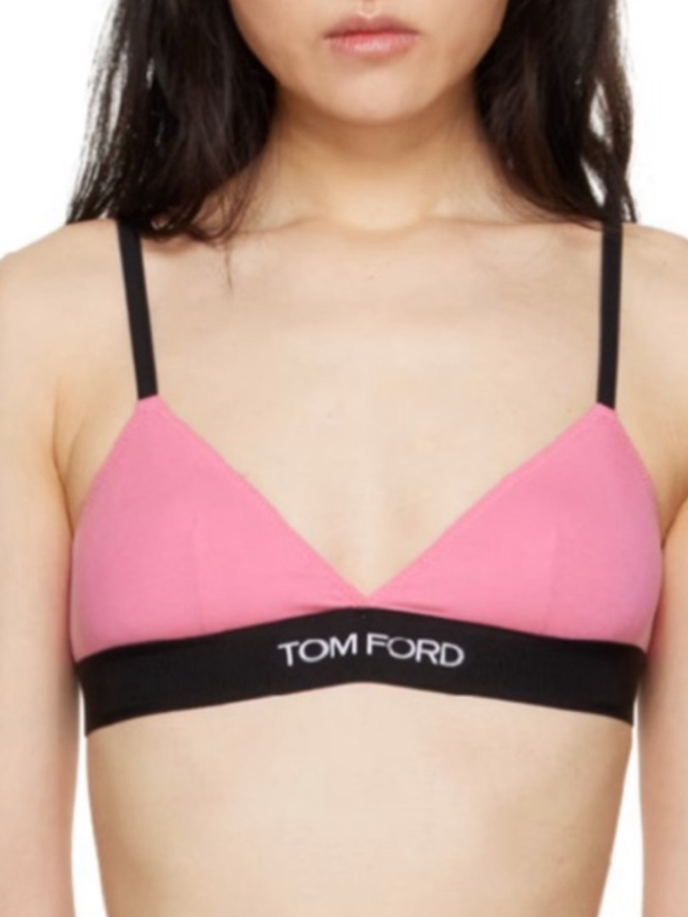 NEW TOM FORD Modal Signature Triangle Bra (Rosebloom) Pink & Black Bralette